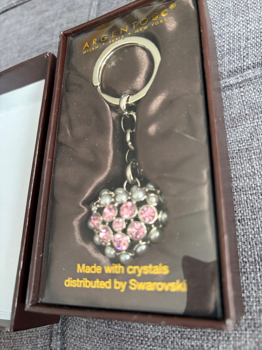 Pink Crystal Heart Keyring Swarovski crystals - Picture 1 of 7